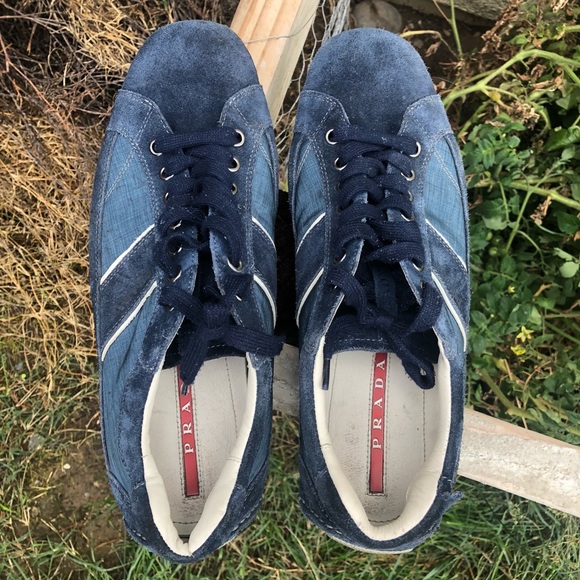 Prada Blue Suede Men’s Sneakers, Size 9, fairly new condition - Picture 1 of 5